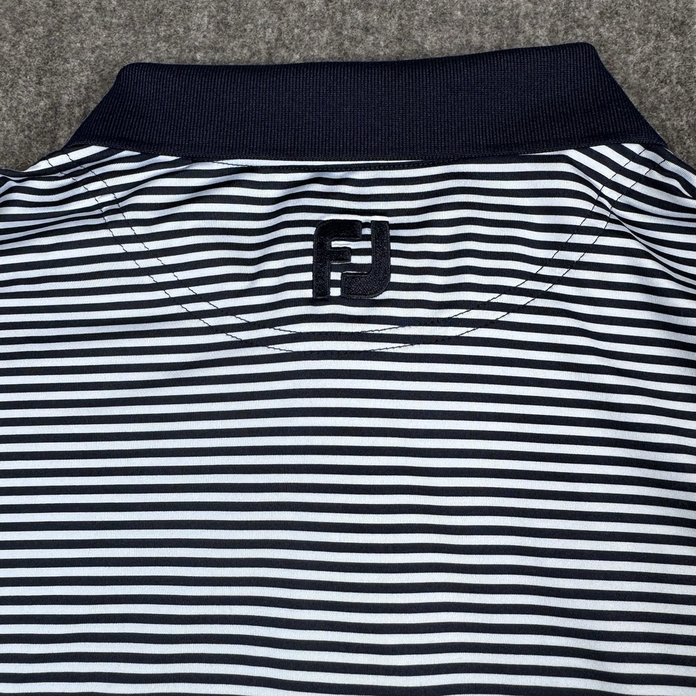 FootJoy FJ Men's XL Navy Striped Golf Polo Shirt Performance - Picture 3 of 8